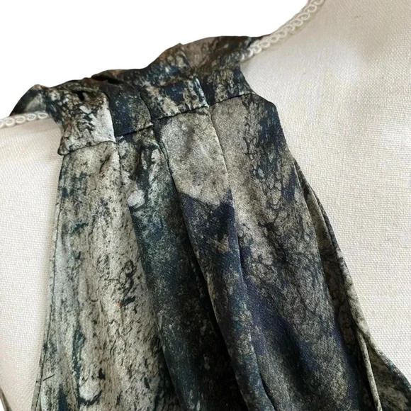 Helmut Lang Silk Granite Paint Splash Criss Cross Dress Size 2 Black Gray - Picture 5 of 15